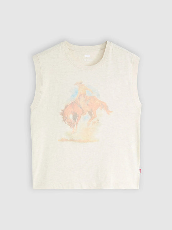 Levi's - Graphic Boxy Tank - Faded Cowboy Oatmeal Heather