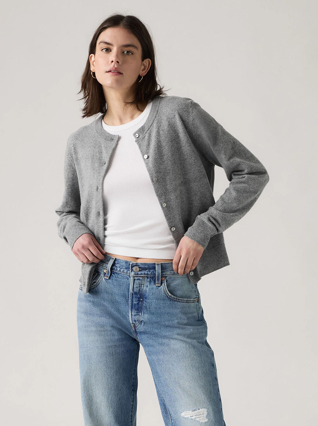 Levi's - Super Soft Crewneck Cardi - Dark Heather Grey