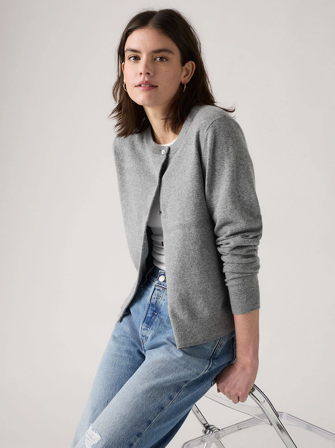 Levi's - Super Soft Crewneck Cardi - Dark Heather Grey