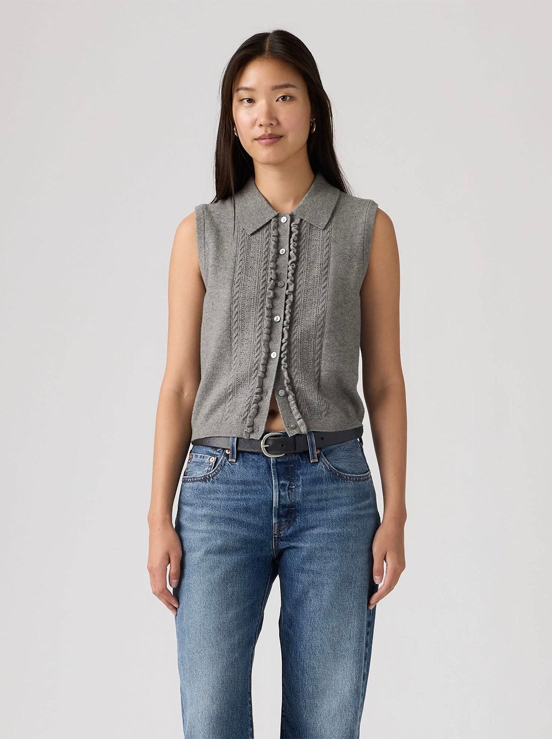 Levi's - Super Soft Mini Ruffle Vest - Dark Heather Grey