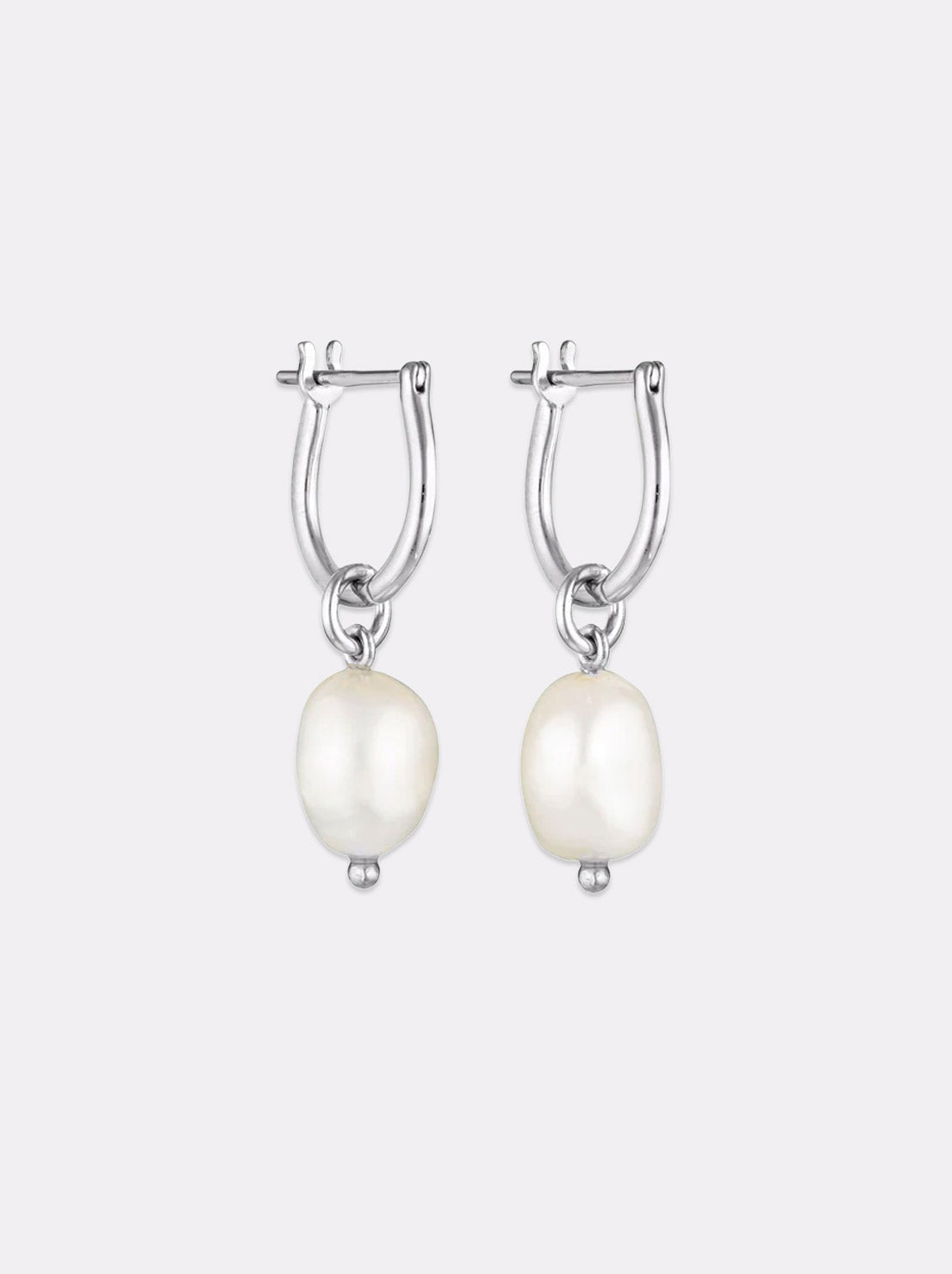 Linda Tahija - Baroque Pearl Basic Hoop Earrings - Sterling Silver