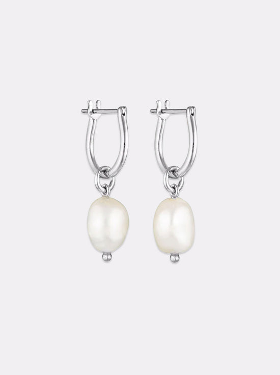 Linda Tahija - Baroque Pearl Basic Hoop Earrings - Sterling Silver