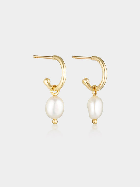 Linda Tahija - Baroque Pearl Core Hoop Earrings - Gold Plated