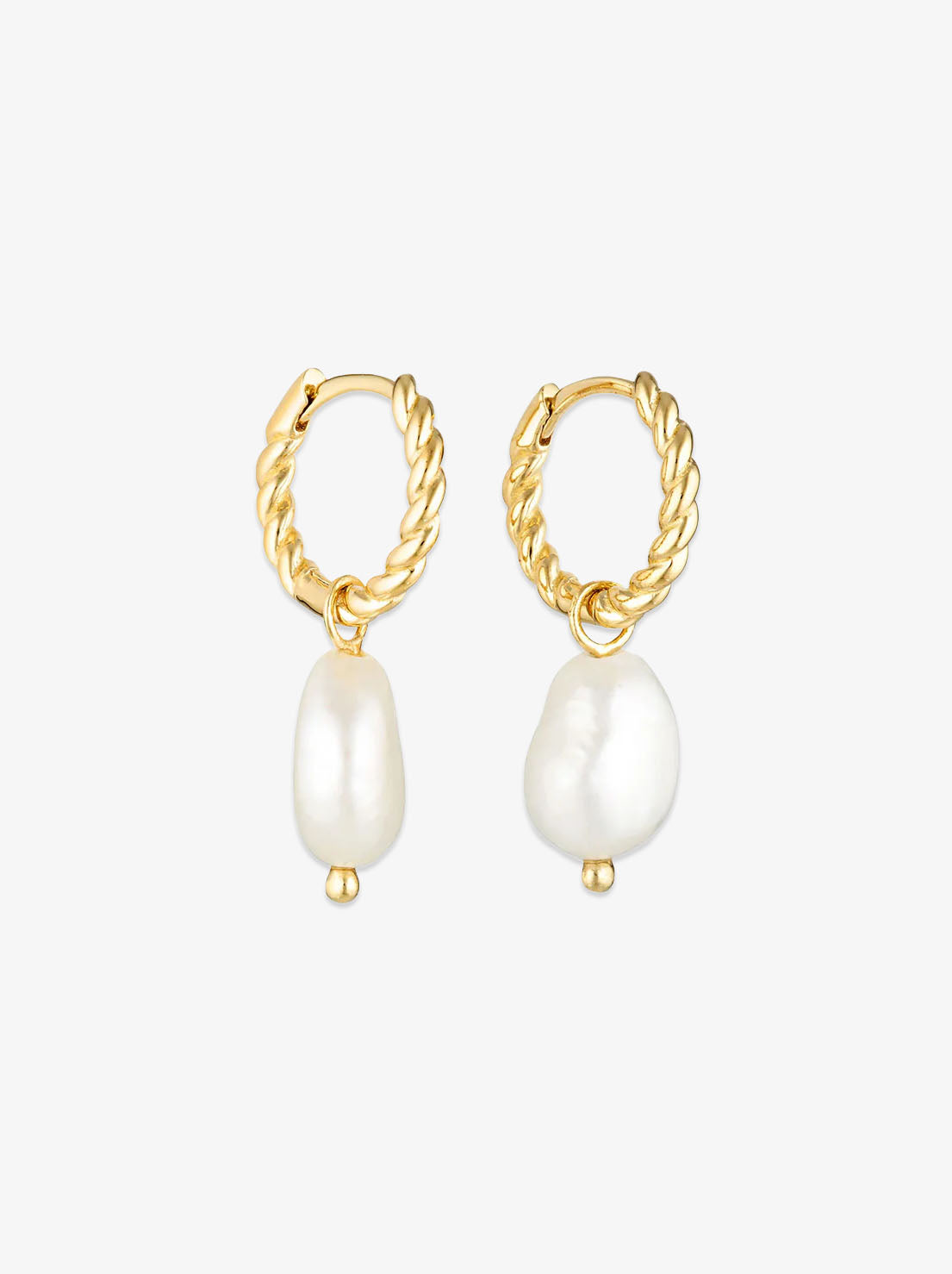Linda Tahija - Baroque Pearl Rope Huggie Earrings - Gold Plated