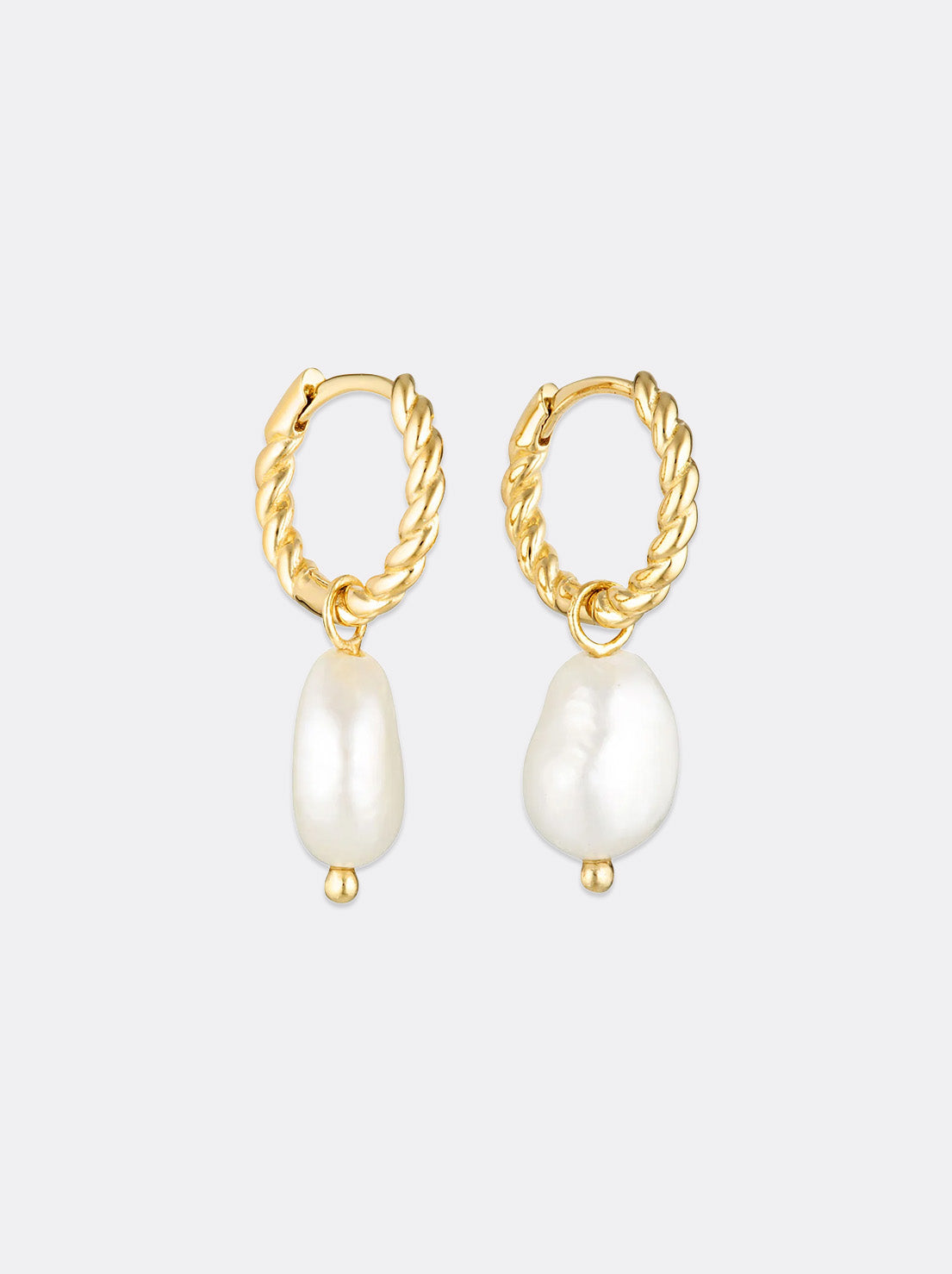 Linda Tahija - Baroque Pearl Rope Huggie Earrings - Gold Plated