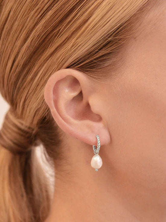 Linda Tahija - Baroque Pearl Rope Huggie Earrings - Sterling Silver