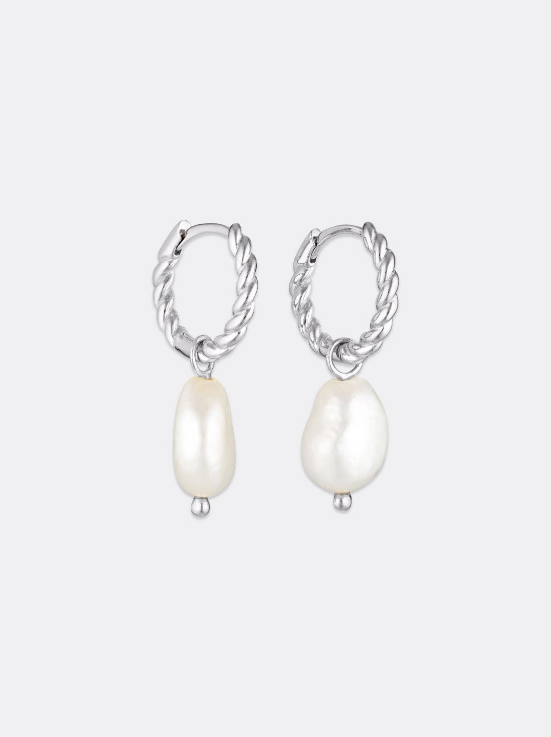 Linda Tahija - Baroque Pearl Rope Huggie Earrings - Sterling Silver