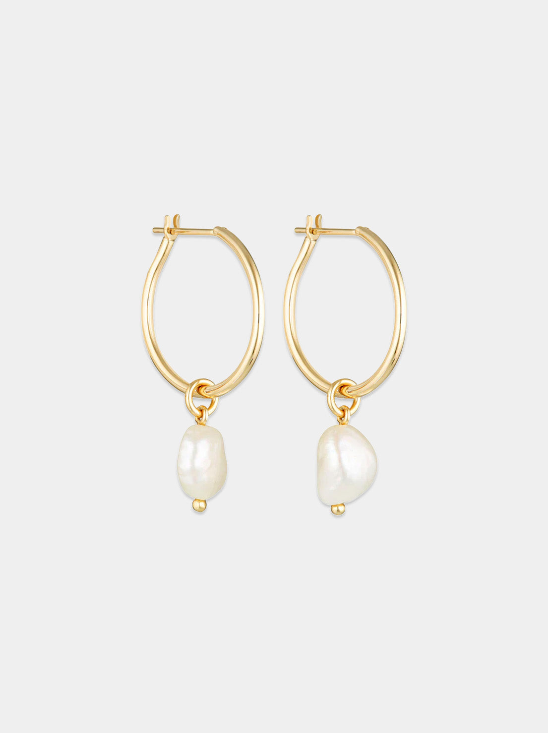 Linda Tahija - Baroque Pearl Willpower Hoop Earrings - Gold Plated