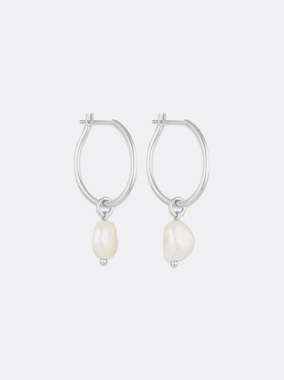 Linda Tahija - Baroque Pearl Willpower Hoop Earrings - Sterling Silver