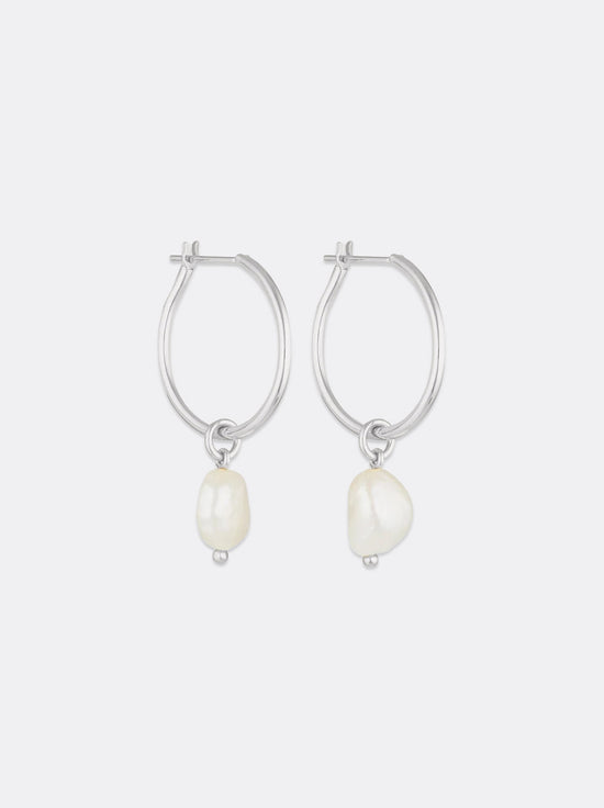 Linda Tahija - Baroque Pearl Willpower Hoop Earrings - Sterling Silver