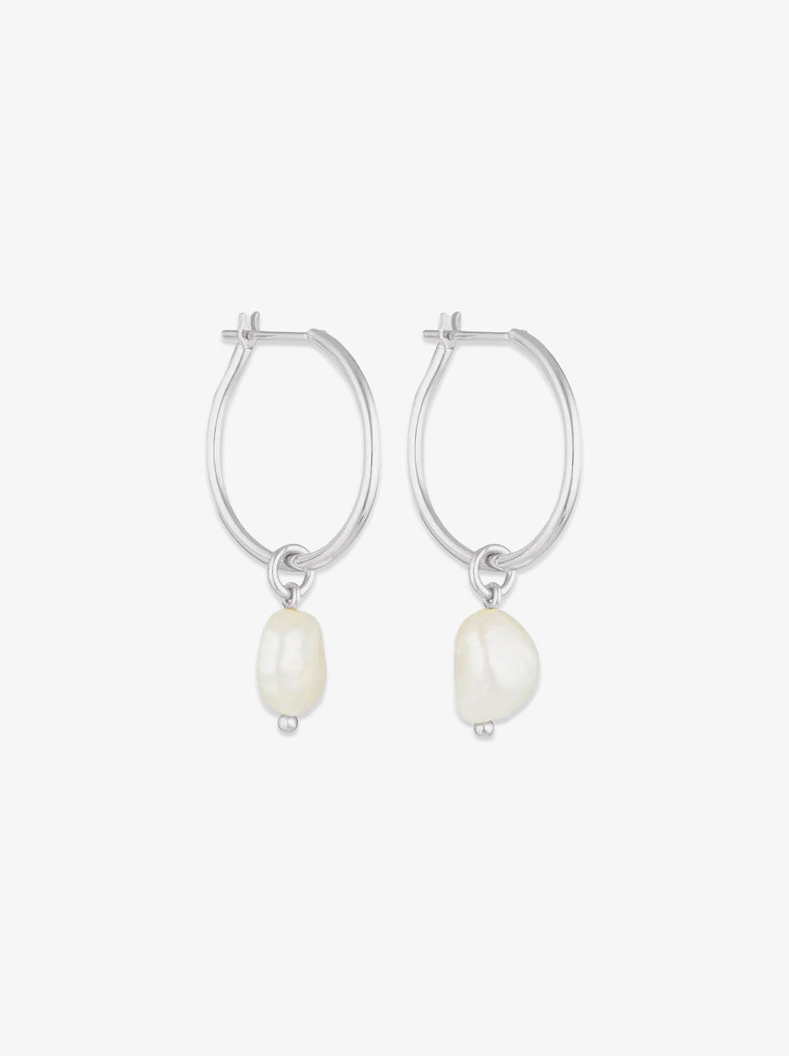 Linda Tahija - Baroque Pearl Willpower Hoop Earrings - Sterling Silver