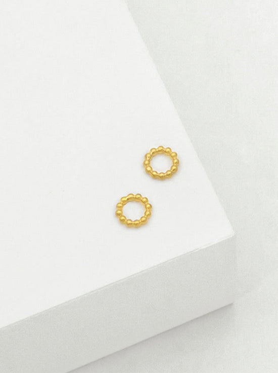 Load image into Gallery viewer, Linda Tahija - Beaded Circle Stud Earrings - Gold Plated
