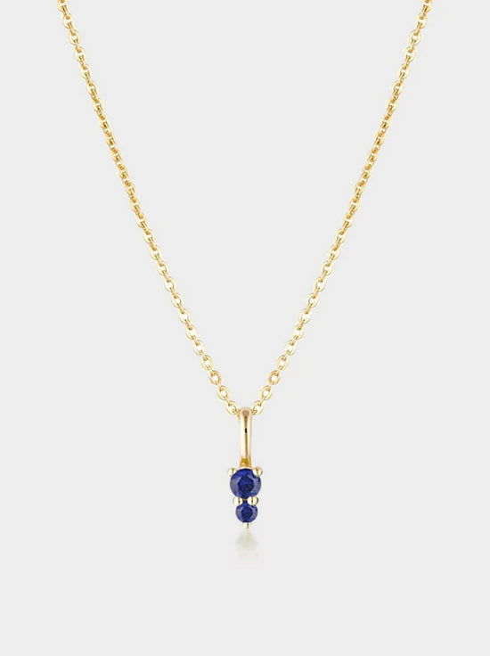 Linda Tahija - Binary Gemstone Necklace - Created Sapphire - Gold Plated