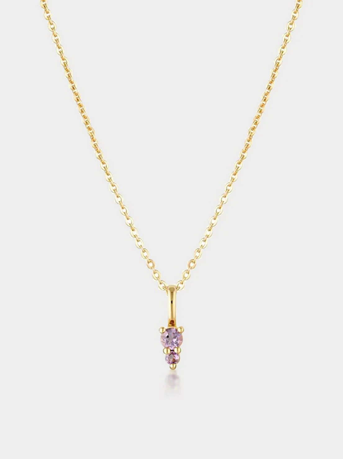 Linda Tahija - Birthstone Binary Gemstone Necklace - Amethyst  - Gold Plated