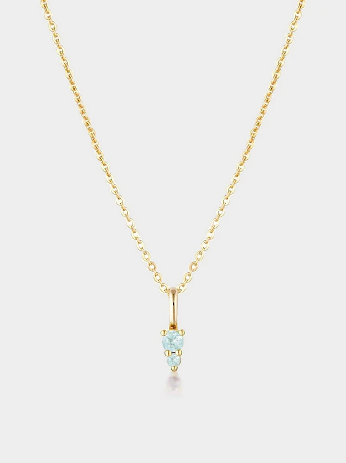 Linda Tahija - Birthstone Binary Gemstone Necklace - Aquamarine - Gold Plated