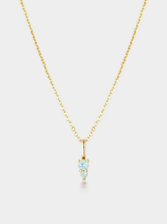 Linda Tahija - Birthstone Binary Gemstone Necklace - Aquamarine - Gold Plated