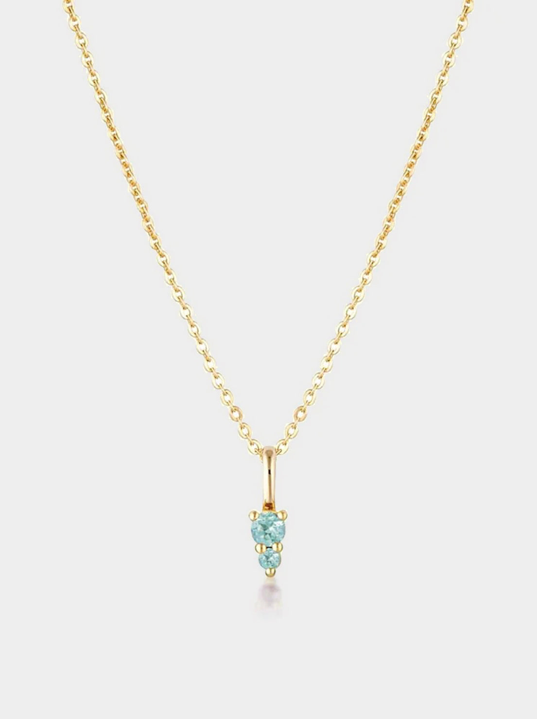 Linda Tahija - Birthstone Binary Gemstone Necklace - Blue Topaz  - Gold Plated