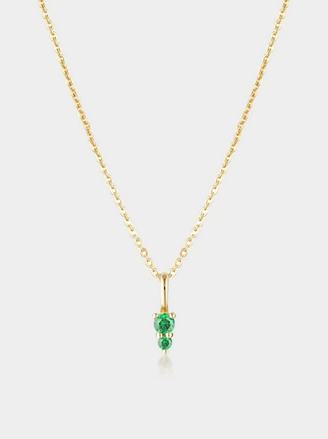 Linda Tahija - Birthstone Binary Gemstone Necklace - Created Emerald  - Gold Plated