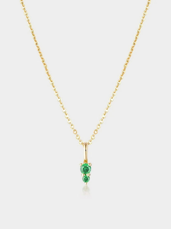 Linda Tahija - Birthstone Binary Gemstone Necklace - Created Emerald  - Gold Plated