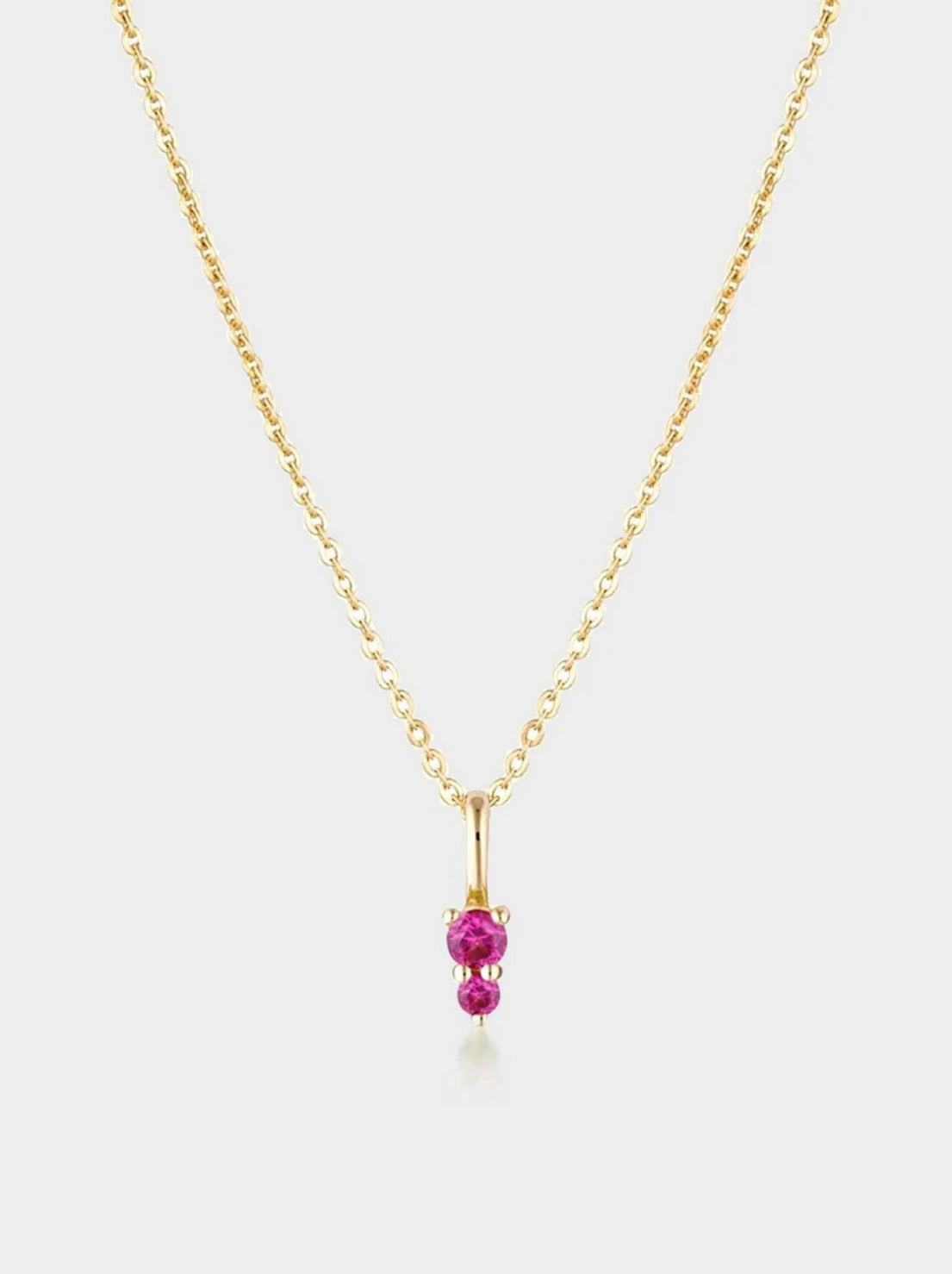 Linda Tahija - Birthstone Binary Gemstone Necklace - Created Ruby - Gold Plated