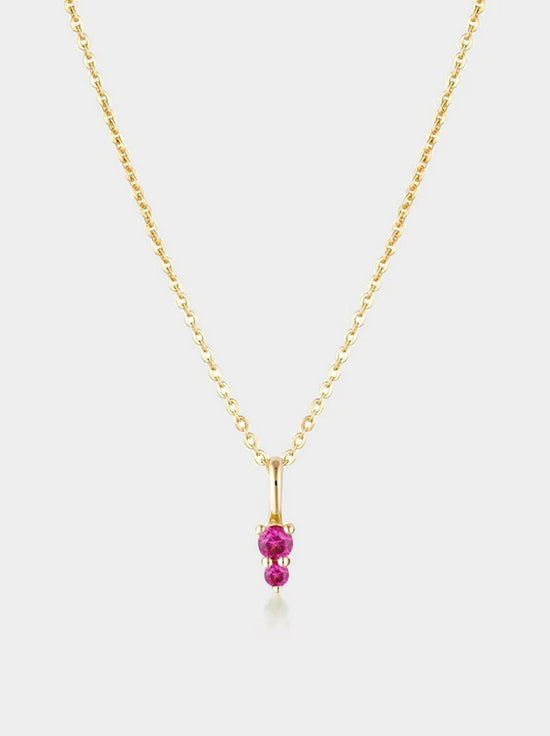 Linda Tahija - Birthstone Binary Gemstone Necklace - Created Ruby - Gold Plated