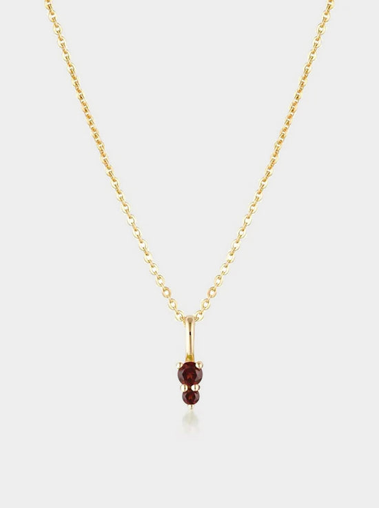 Linda Tahija - Birthstone Binary Gemstone Necklace - Garnet - Gold Plated