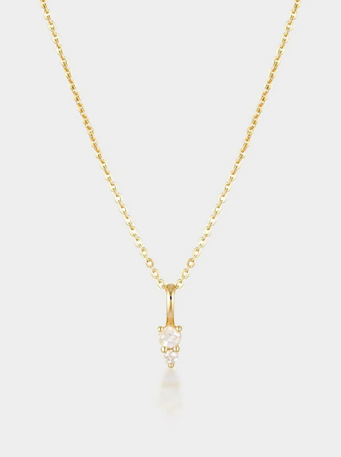 Linda Tahija - Birthstone Binary Gemstone Necklace - Moonstone - Gold Plated