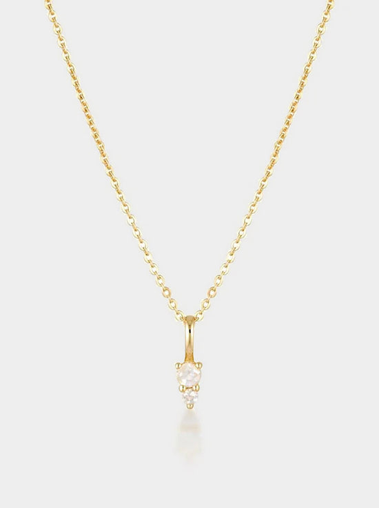 Linda Tahija - Birthstone Binary Gemstone Necklace - Moonstone - Gold Plated