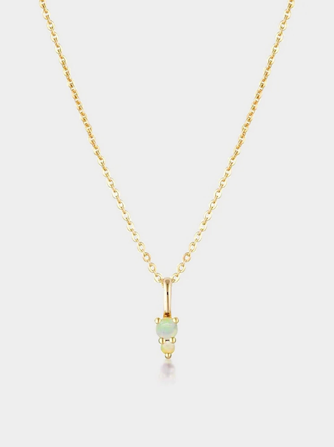 Linda Tahija - Birthstone Binary Gemstone Necklace - Opal - Gold Plated