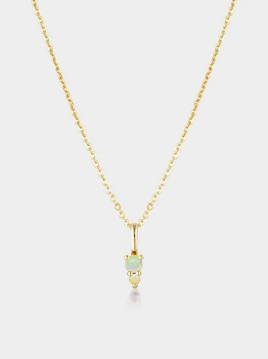 Linda Tahija - Birthstone Binary Gemstone Necklace - Opal - Gold Plated