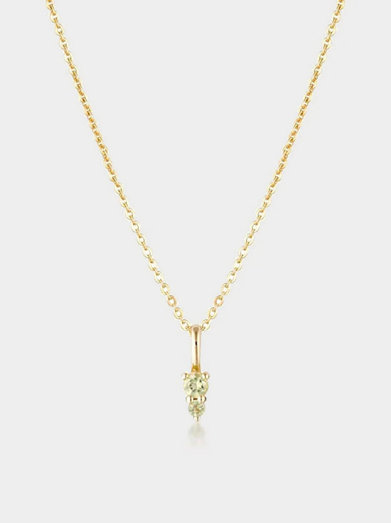 Linda Tahija - Birthstone Binary Gemstone Necklace - Peridot - Gold Plated