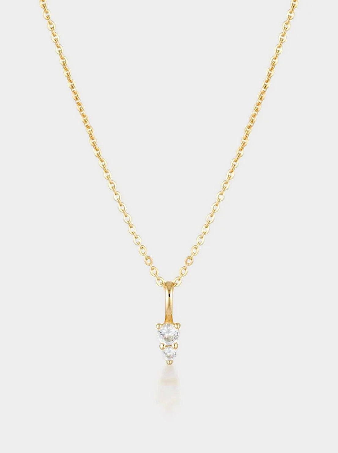 Linda Tahija - Birthstone Binary Gemstone Necklace - White Topaz - Gold Plated
