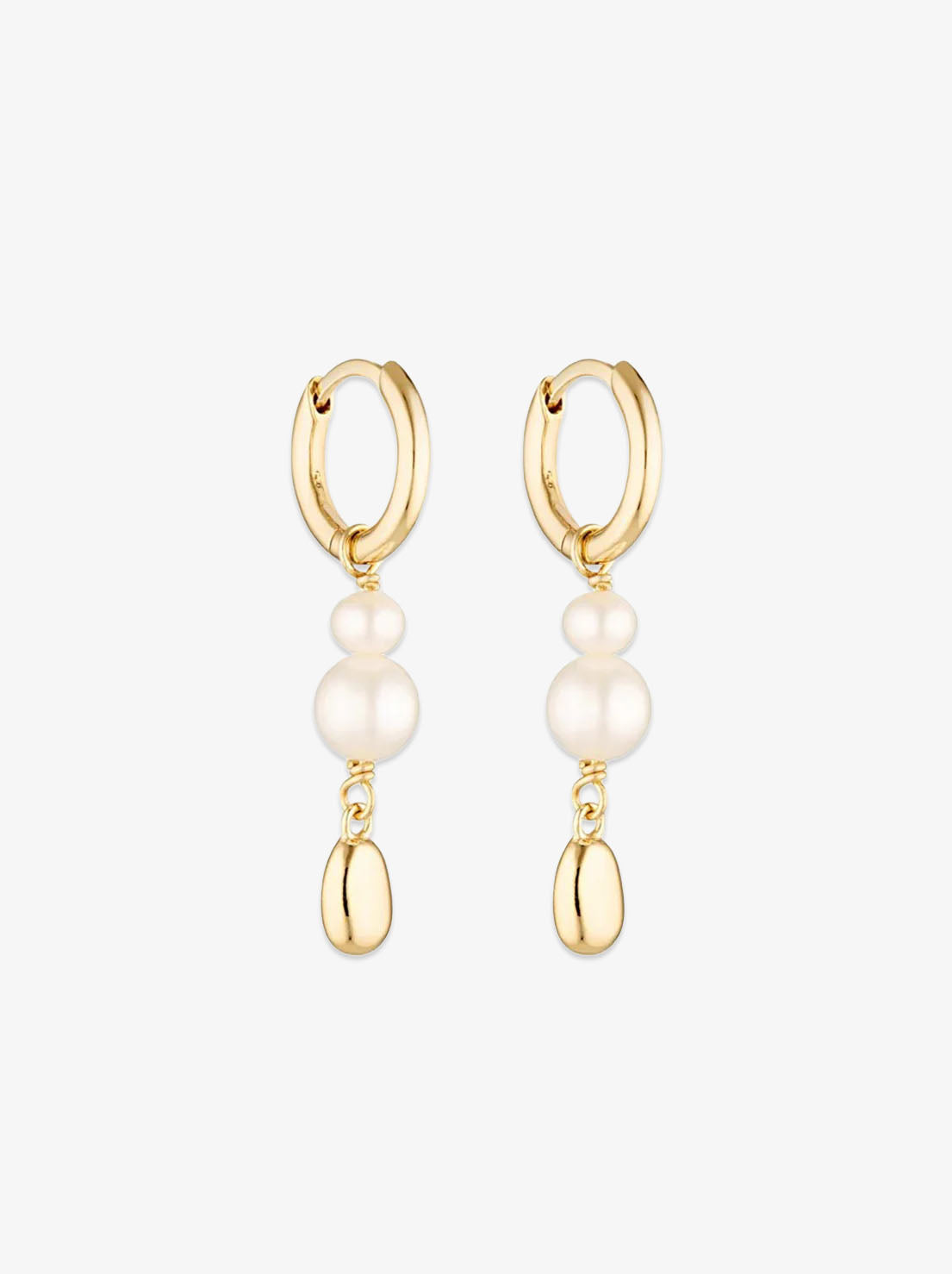 Linda Tahija - Brook Pearl Huggie Earrings - 18k Gold Vermeil