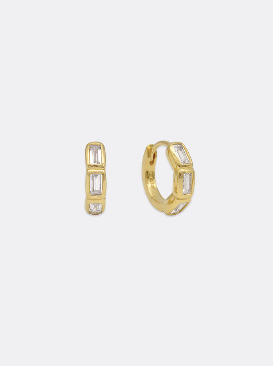 Linda Tahija - Calibri Huggie Earrings - Gold Plated - Lab Grown White Sapphire