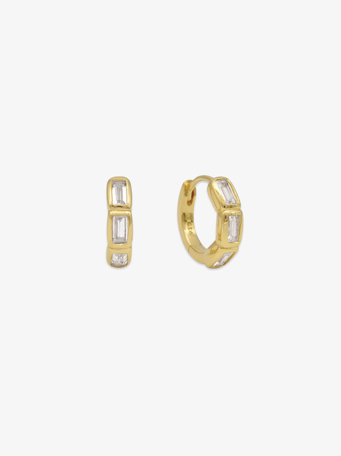 Linda Tahija - Calibri Huggie Earrings - Gold Plated - Lab Grown White Sapphire
