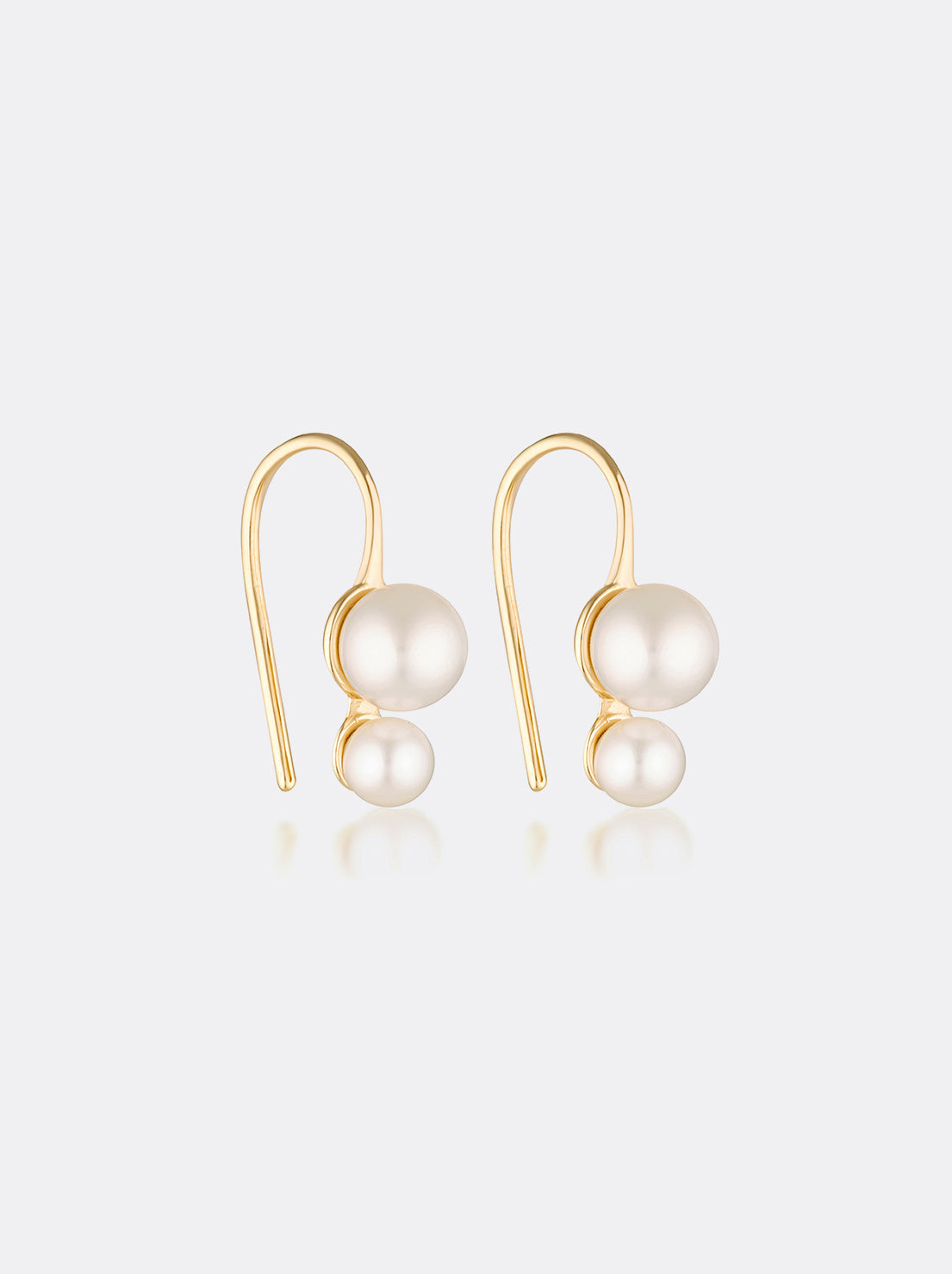 Linda Tahija - Double Pearl Hook Earrings - Gold Plated