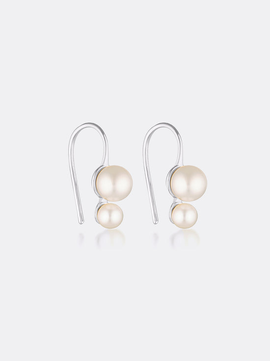 Linda Tahija - Double Pearl Hook Earrings - Sterling Silver