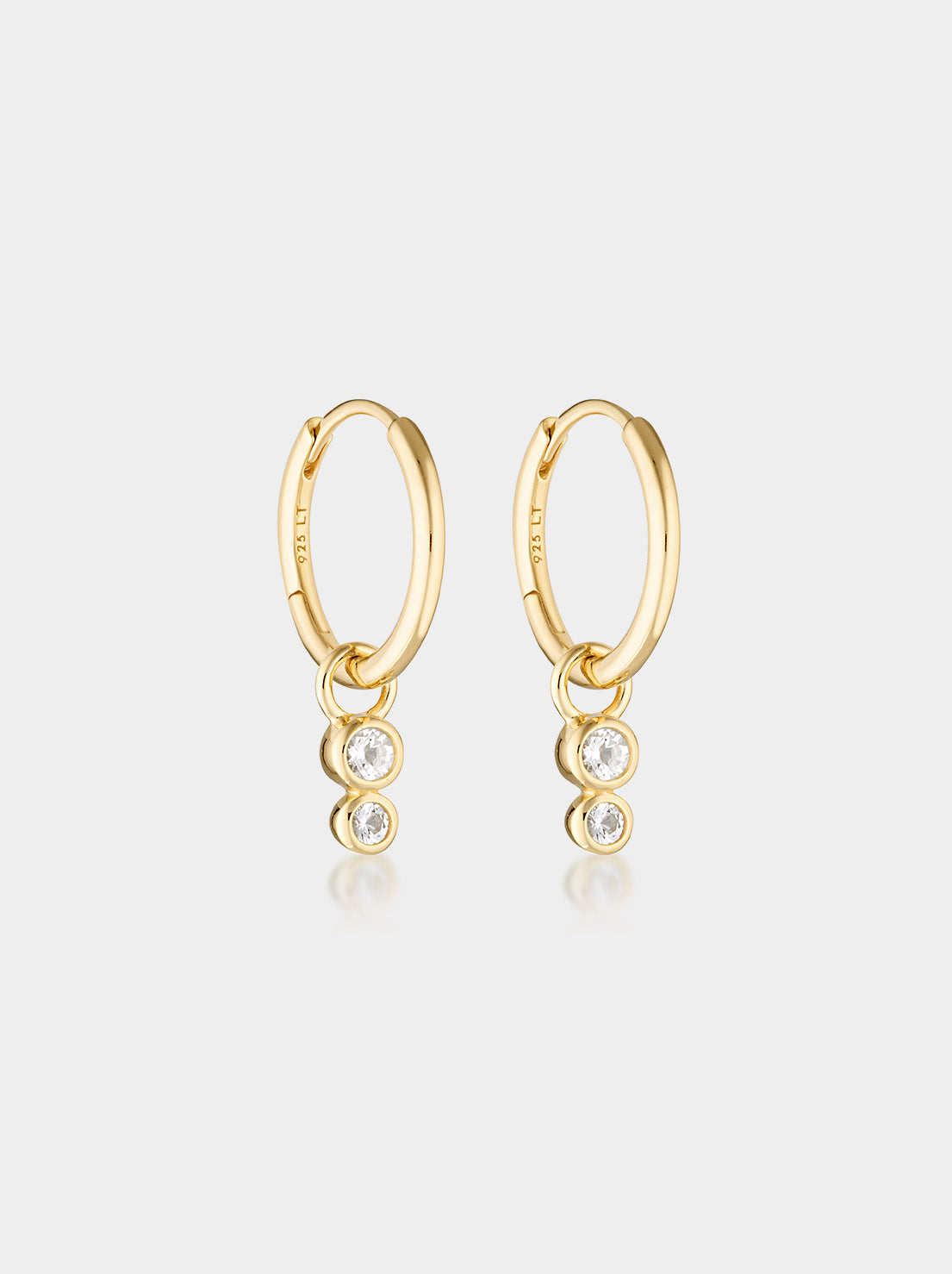 Linda Tahija - Duo Huggie Hoop Earrings - Gold Plated - White Topaz