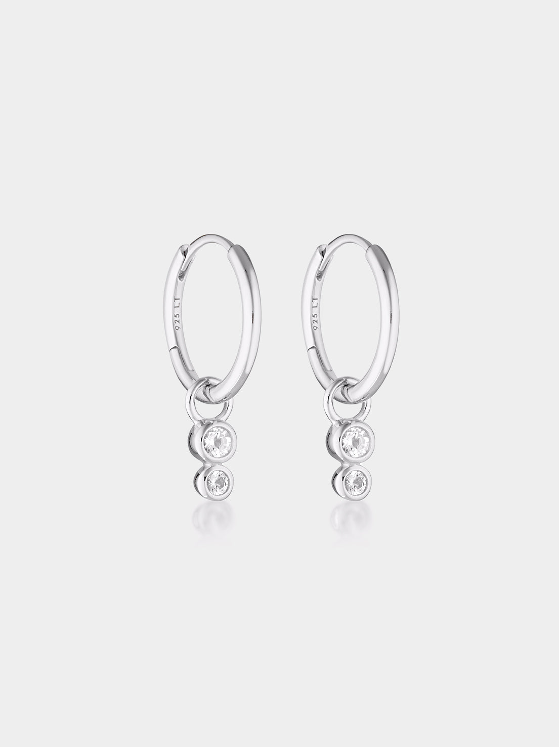 Linda Tahija - Duo Huggie Hoop Earrings - Sterling Silver - White Topaz