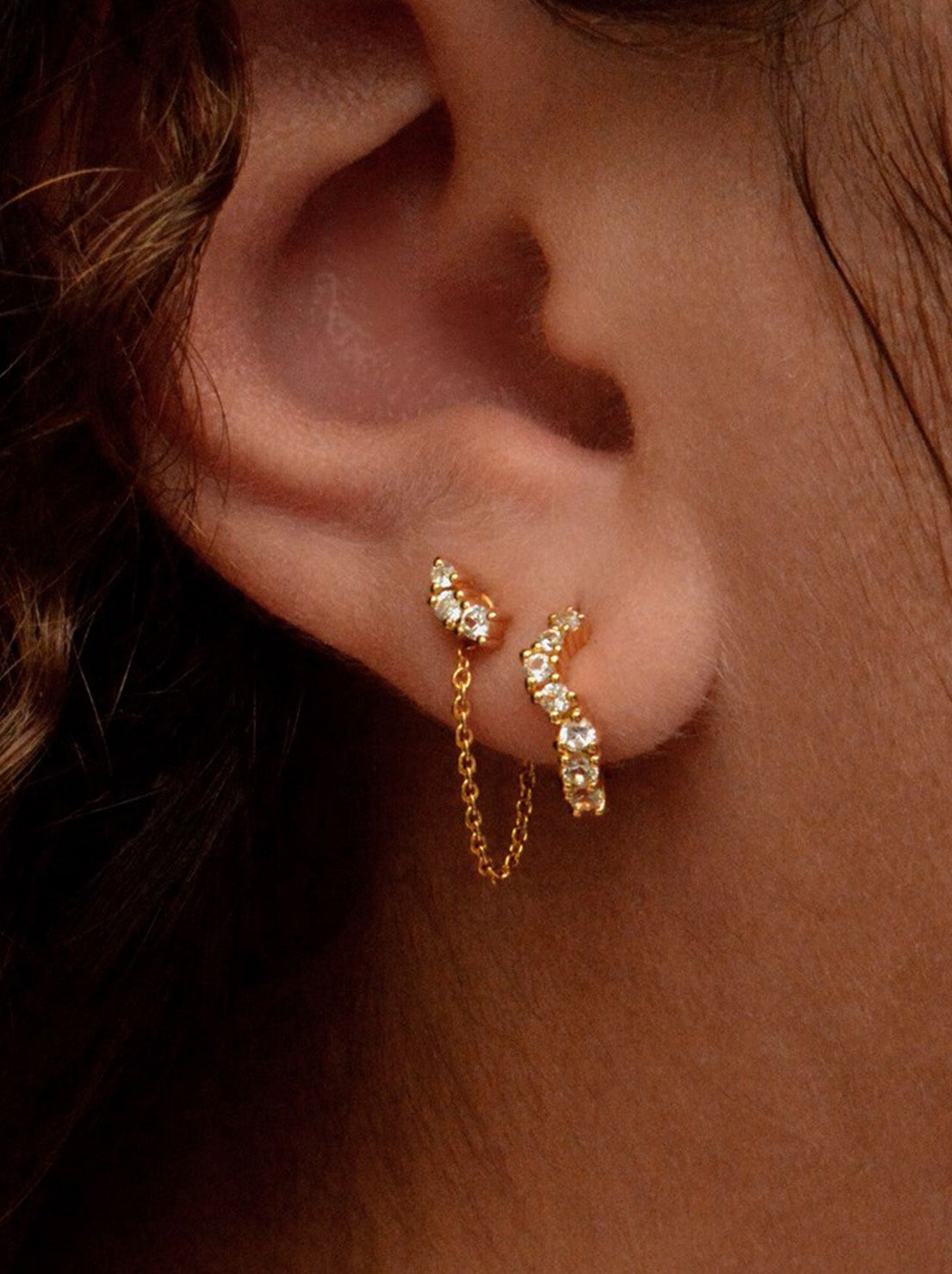 Linda Tahija - Ebb Huggie Earrings - Gold Plated / Lab Grown Sapphire