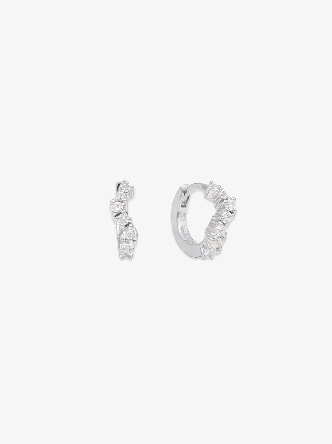 Linda Tahija - Ebb Huggie Earrings - Sterling Silver / Lab Grown Sapphire
