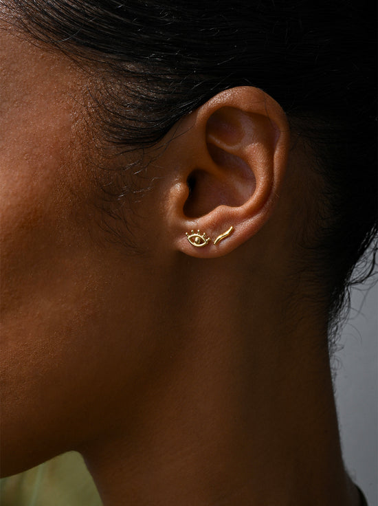 Linda Tahija - Evil Eye Stud Earrings - Gold Plated