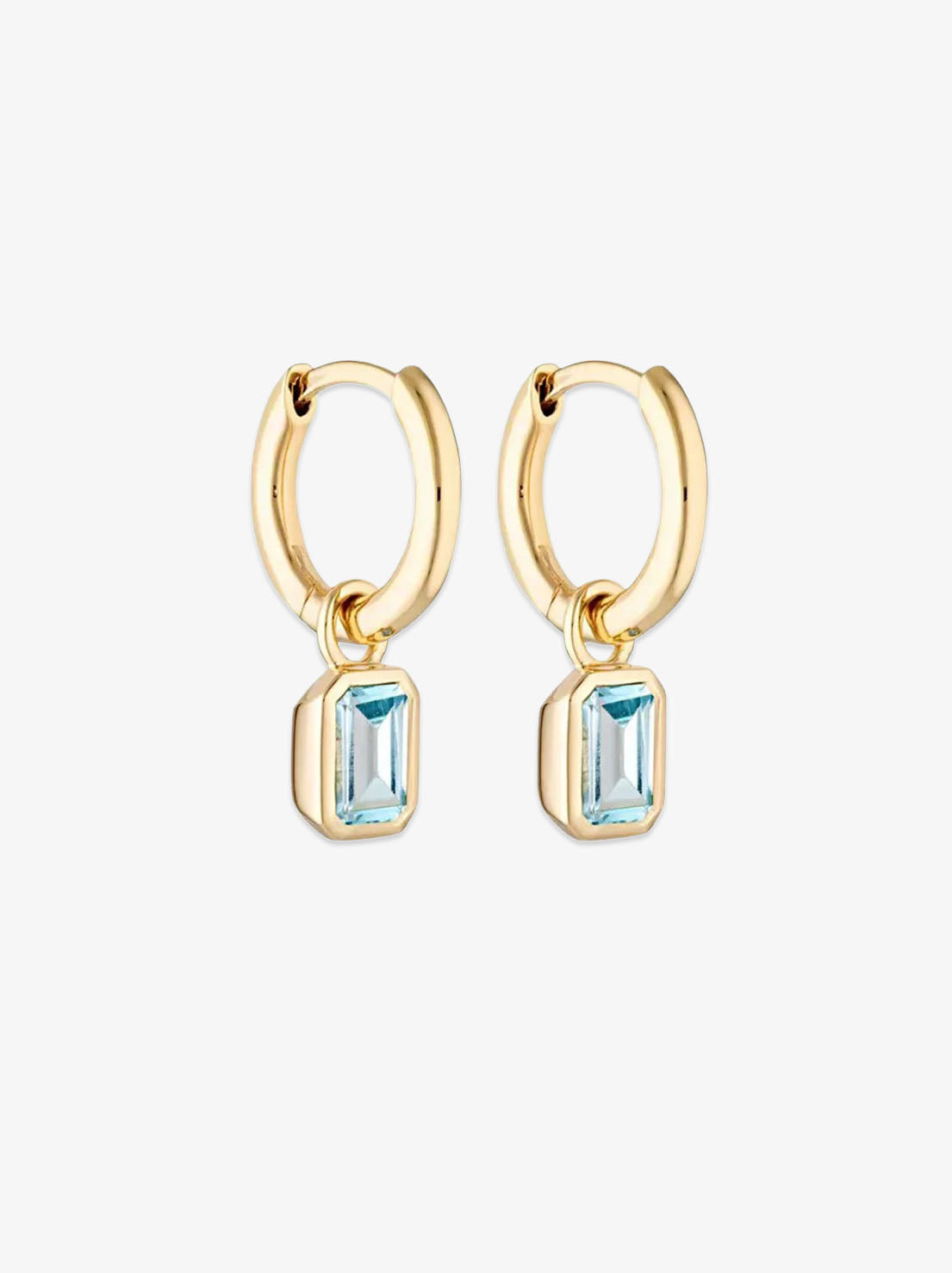 Linda Tahija - Gemme Huggie Earrings - Blue Topaz - Gold Plated