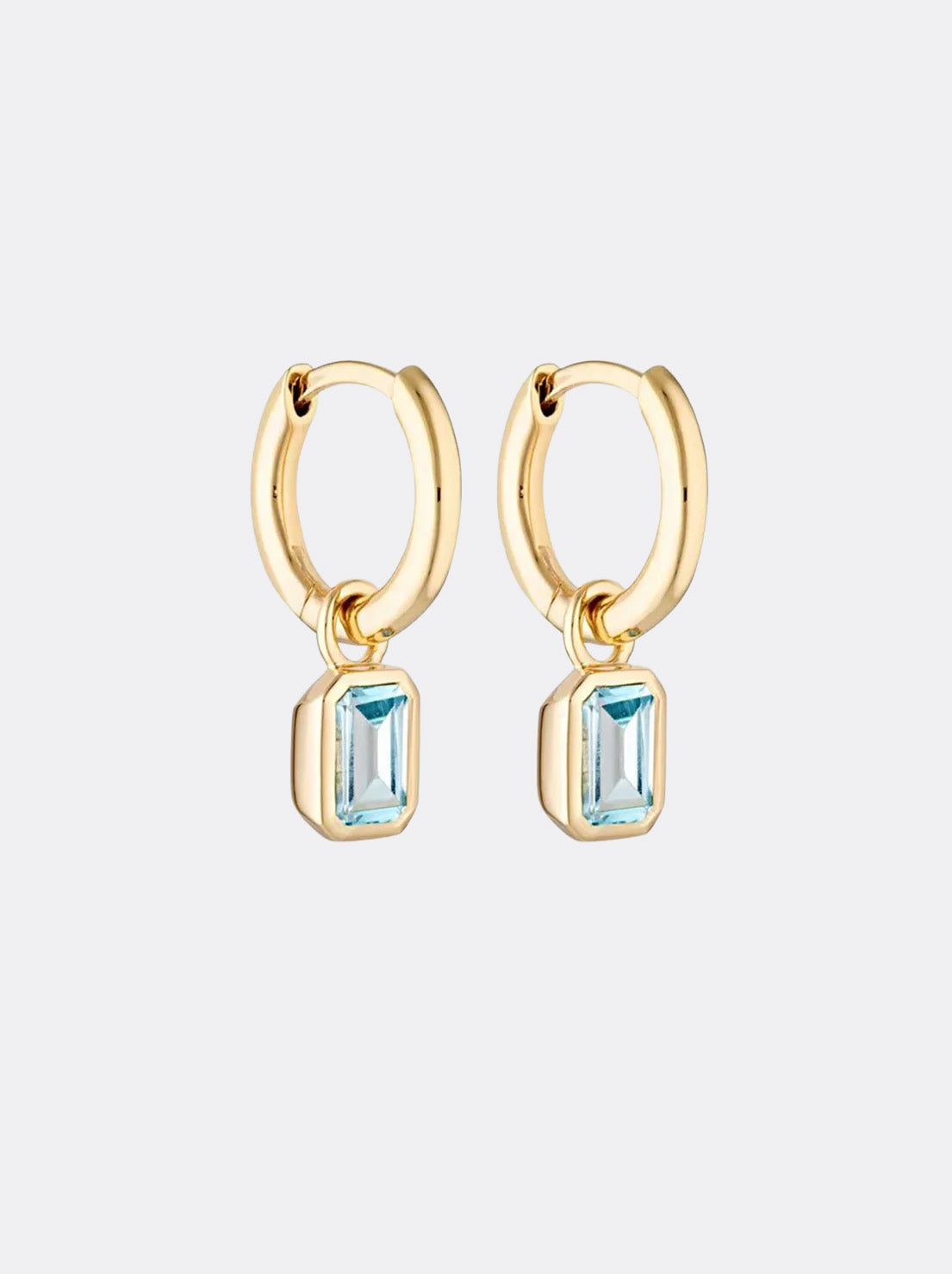 Linda Tahija - Gemme Huggie Earrings - Blue Topaz - Gold Plated