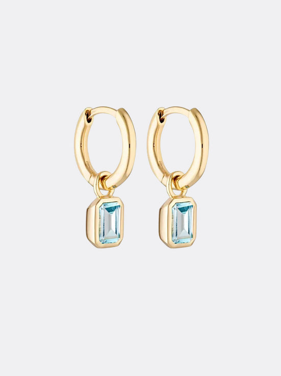 Linda Tahija - Gemme Huggie Earrings - Blue Topaz - Gold Plated