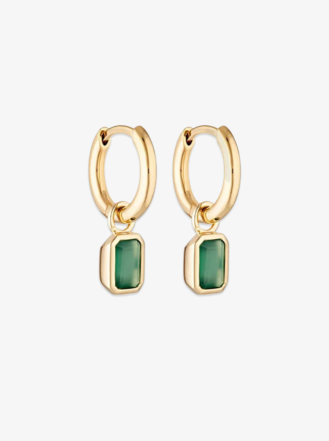 Linda Tahija - Gemme Huggie Earrings - 18k Gold Vermeil - Green Onyx