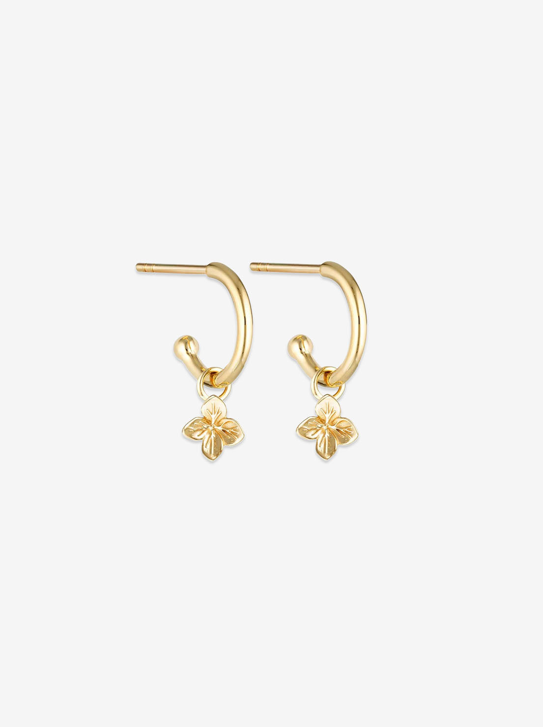 Linda Tahija - Hydrangea Charm Earrings - Gold Plated