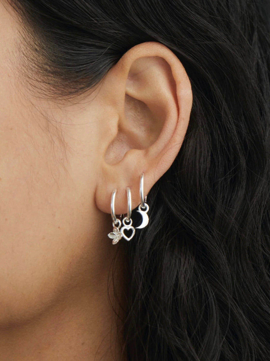 Linda Tahija - Hydrangea Huggie Hoop Earrings - Sterling Silver