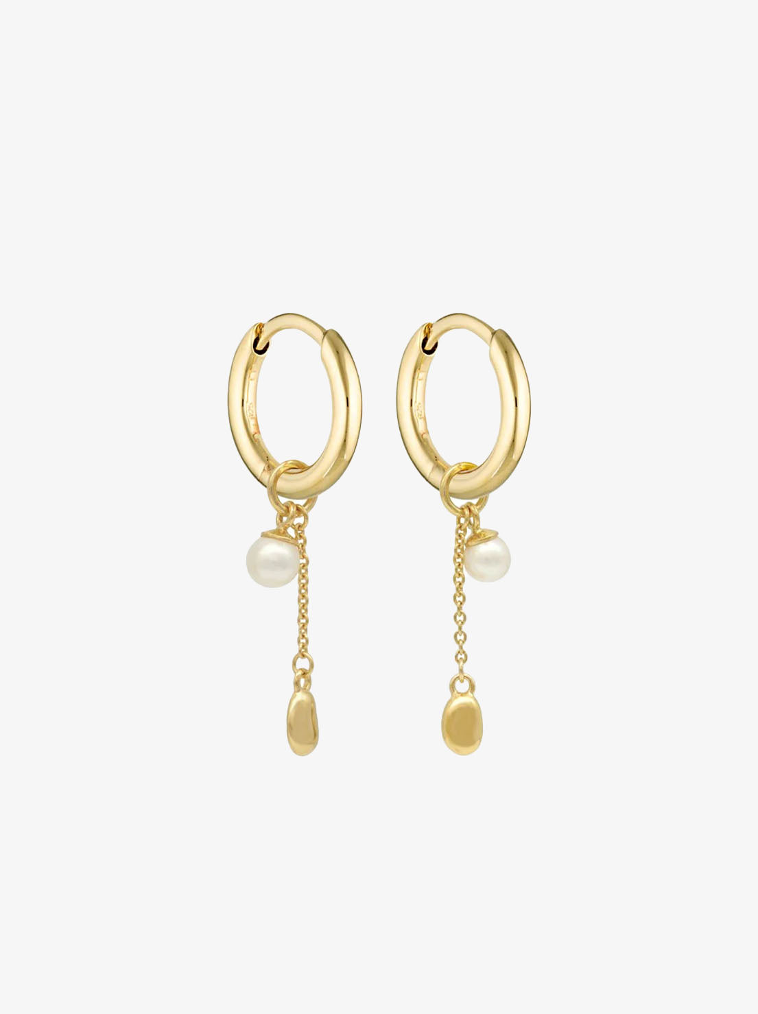 Linda Tahija - Lou Pearl Charm Huggie Earrings - 18k Gold Vermeil