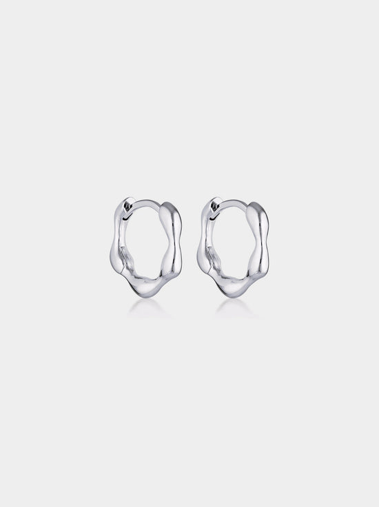 Linda Tahija - Organica Mini Huggie Earrings - Sterling Silver